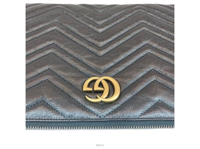 Gucci Pochette Clutch GG Marmont Matelassé Nero - vista 4