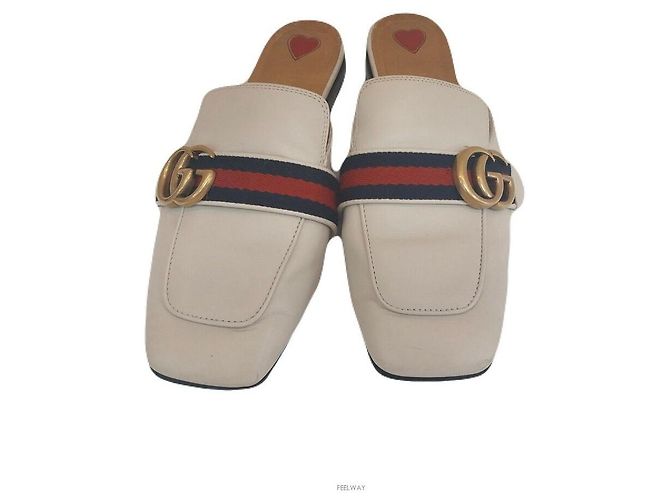 Gucci Marmont Leder Bloper Mules Weiß - Ansicht 2