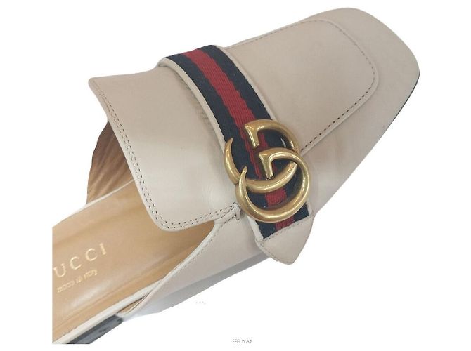Gucci Marmont Leder Bloper Mules Weiß - Ansicht 3