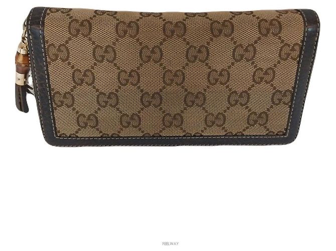 Bamboo Cartera larga de tela Gucci con bambú Castaño - vista 2