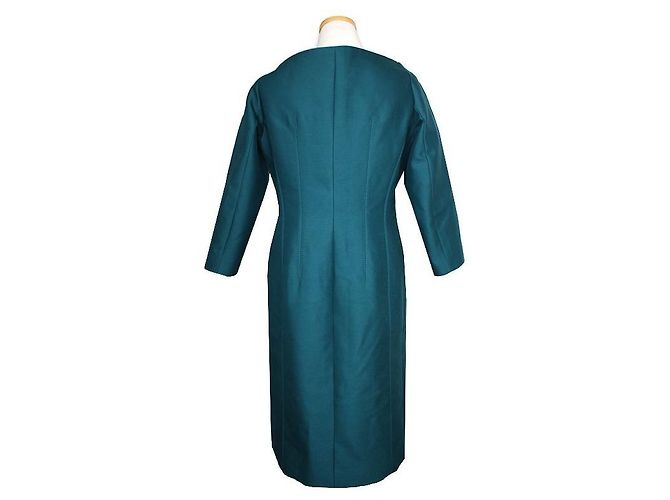Gucci Giacca lunga in lana e seta verde teal Blu - vista 2