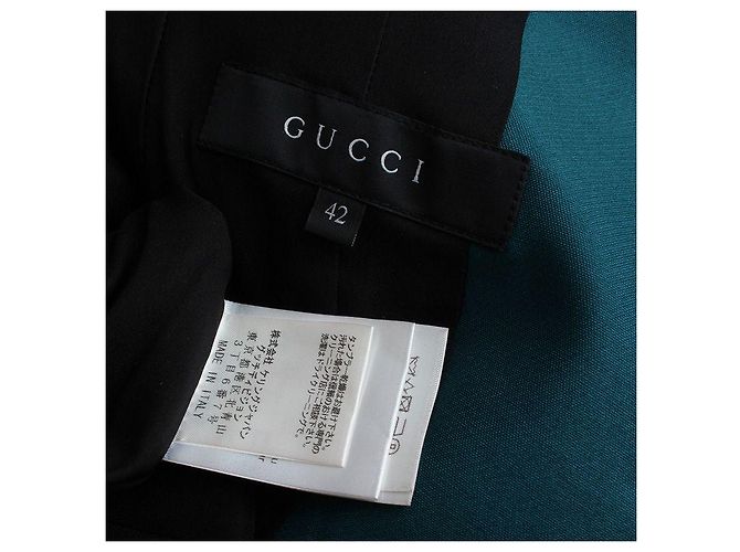 Gucci Giacca lunga in lana e seta verde teal Blu - vista 3
