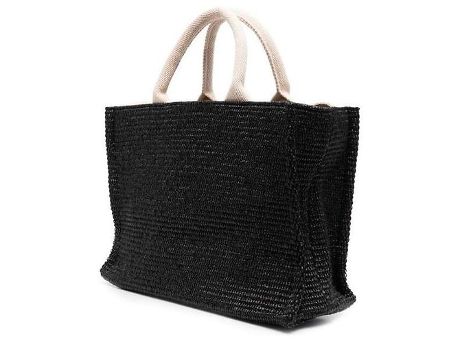 Marni Piccola borsa tote in rafia nera Nero - vista 5