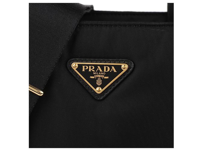 Prada Bolsa transversal de nylon acolchoada com hardware dourado Preto - vista 9