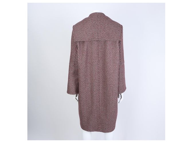 Abrigo Hermès de lana rojo y gris Castaño - vista 3