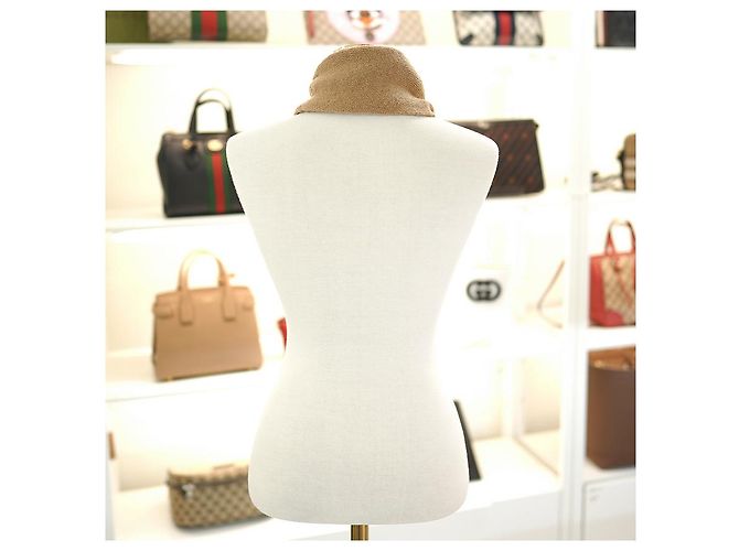 Gucci Sciarpa Striata in Lana Cammello Marrone - vista 5