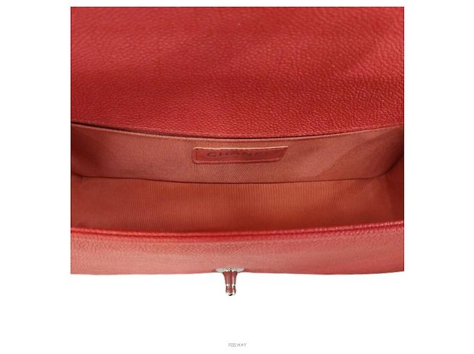 Chanel Borsa a spalla media in tono argento Caviar Boy Rosso - vista 6