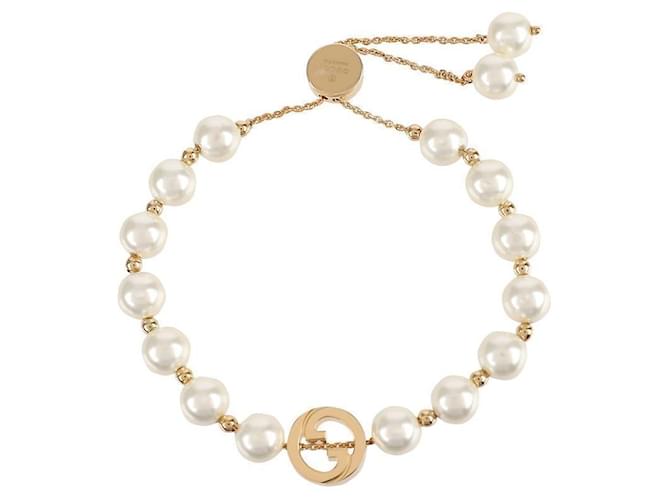 Gucci Verschlungenes Perlenarmband Weiß - Ansicht 3
