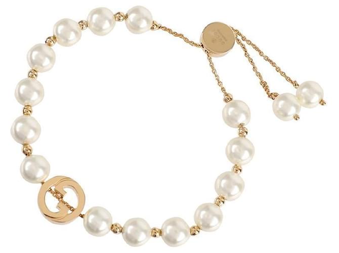 Gucci Verschlungenes Perlenarmband Weiß - Ansicht 4