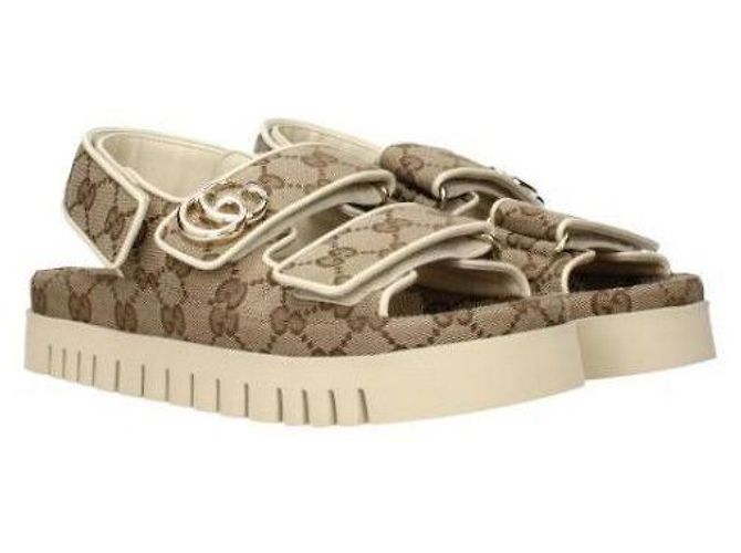 Gucci Doppelte Leinensandalen Braun - Ansicht 5