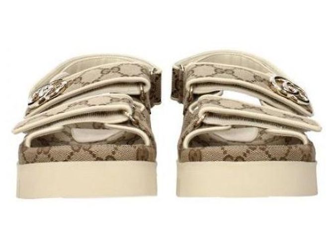 Gucci Doppelte Leinensandalen Braun - Ansicht 6