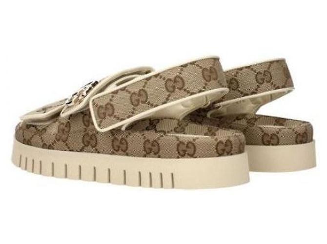 Gucci Doppelte Leinensandalen Braun - Ansicht 7