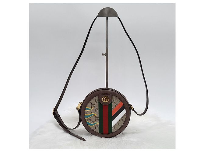 Gucci Borsa a tracolla rotonda Ophidia Double Horse Multicolore - vista 10