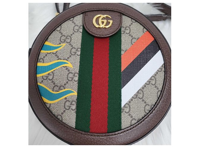 Gucci Borsa a tracolla rotonda Ophidia Double Horse Multicolore - vista 3