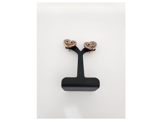 Chanel Herzohrringe mit CC-Logo Pink - Ansicht 11