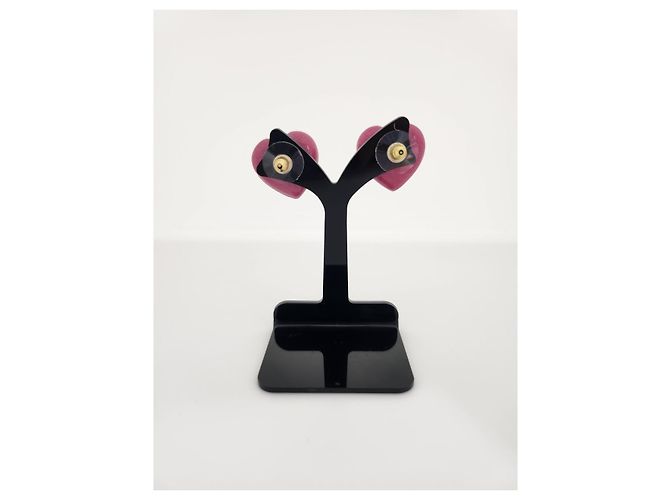 Chanel Herzohrringe mit CC-Logo Pink - Ansicht 5