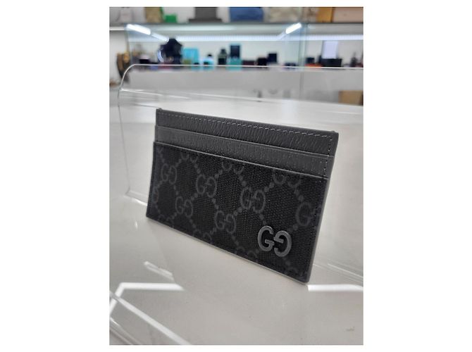 Gucci GG Supreme Coated Canvas Pebble Grain Card Holder Black - view 10