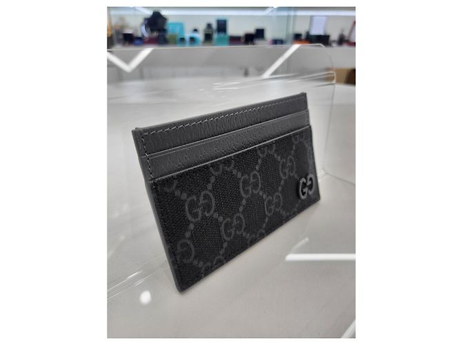 Gucci GG Supreme Coated Canvas Pebble Grain Card Holder Black - view 3