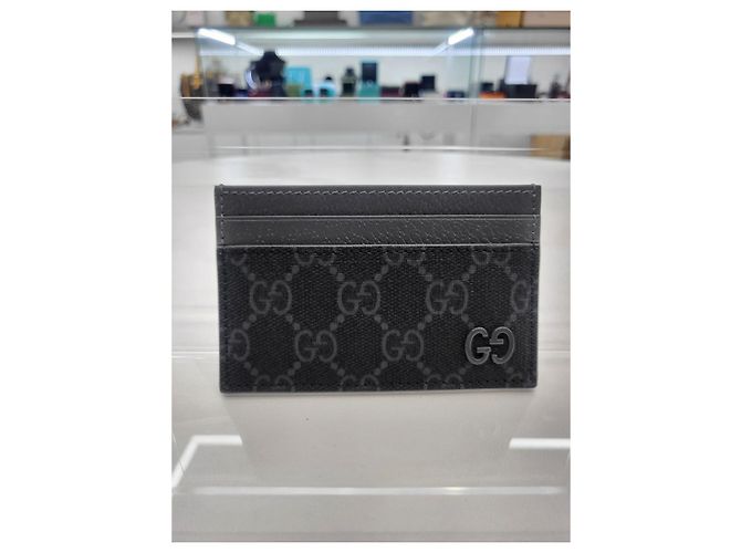 Gucci GG Supreme Coated Canvas Pebble Grain Card Holder Black - view 7