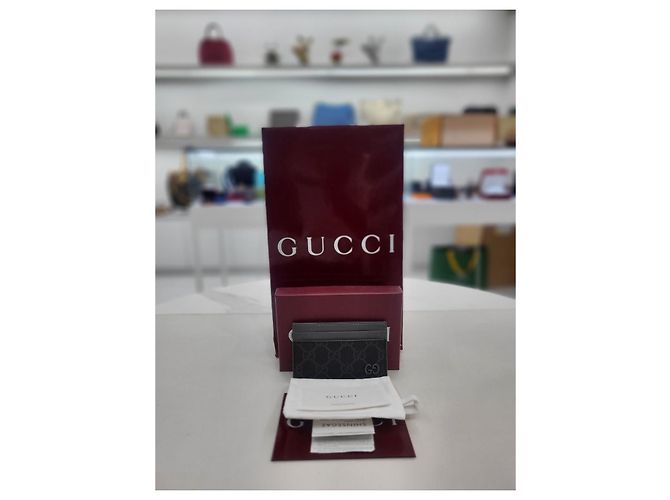 Gucci GG Supreme Coated Canvas Pebble Grain Card Holder Black - view 8