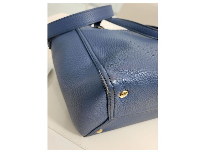 Salvatore Ferragamo Borsa Tote Marta in Grano Blu Salvatore Gancci - vista 16