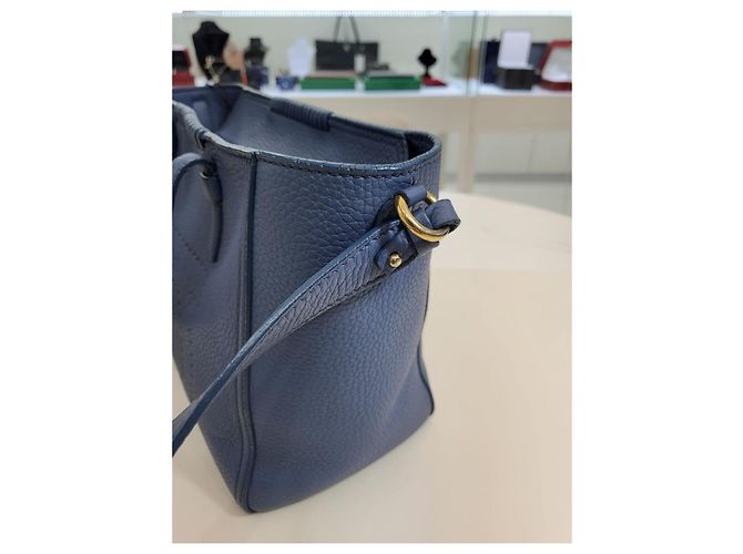 Salvatore Ferragamo Borsa Tote Marta in Grano Blu Salvatore Gancci - vista 17