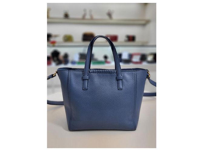 Salvatore Ferragamo Borsa Tote Marta in Grano Blu Salvatore Gancci - vista 5