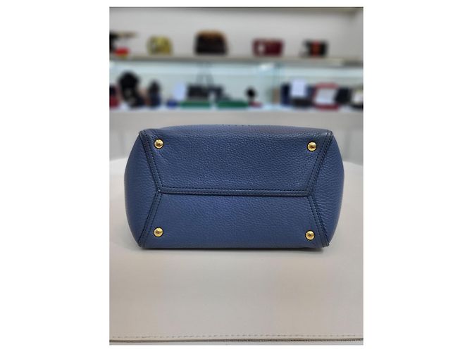 Salvatore Ferragamo Borsa Tote Marta in Grano Blu Salvatore Gancci - vista 6