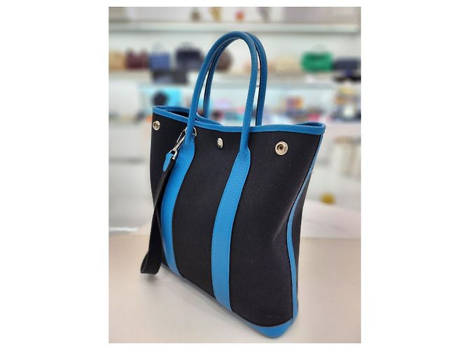 Garden Hermès Bolsa de ombro em lona com estampa de jardim Azul - vista 11
