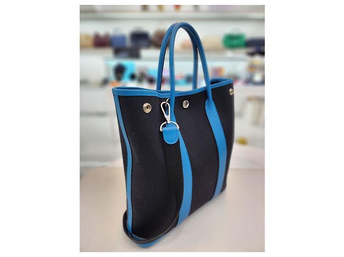 Garden Hermès Bolsa de ombro em lona com estampa de jardim Azul - vista 12