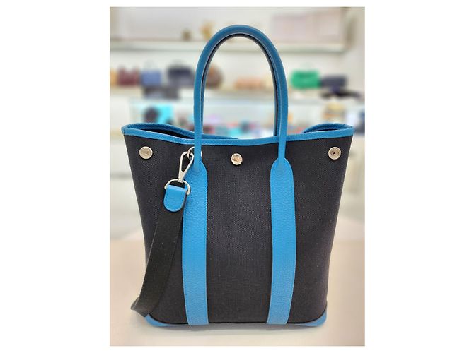 Garden Hermès Bolsa de ombro em lona com estampa de jardim Azul - vista 13