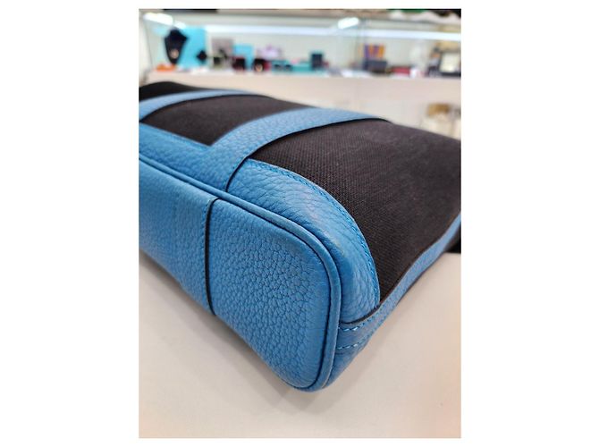 Garden Hermès Bolsa de ombro em lona com estampa de jardim Azul - vista 15