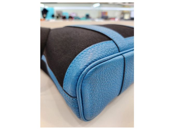 Garden Hermès Bolsa de ombro em lona com estampa de jardim Azul - vista 16