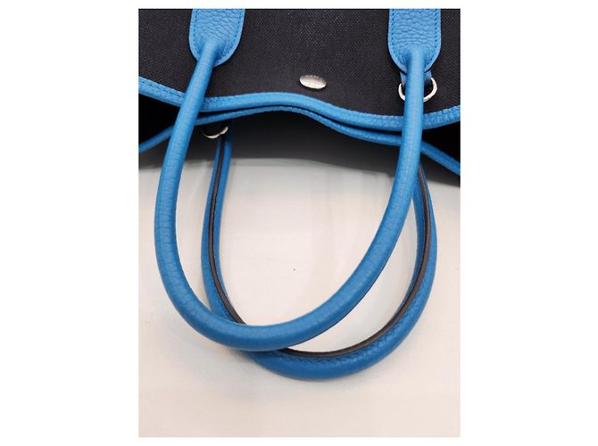 Garden Hermès Bolsa de ombro em lona com estampa de jardim Azul - vista 19