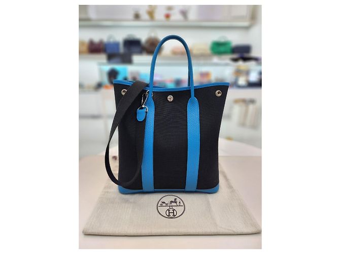 Garden Hermès Bolsa de ombro em lona com estampa de jardim Azul - vista 2
