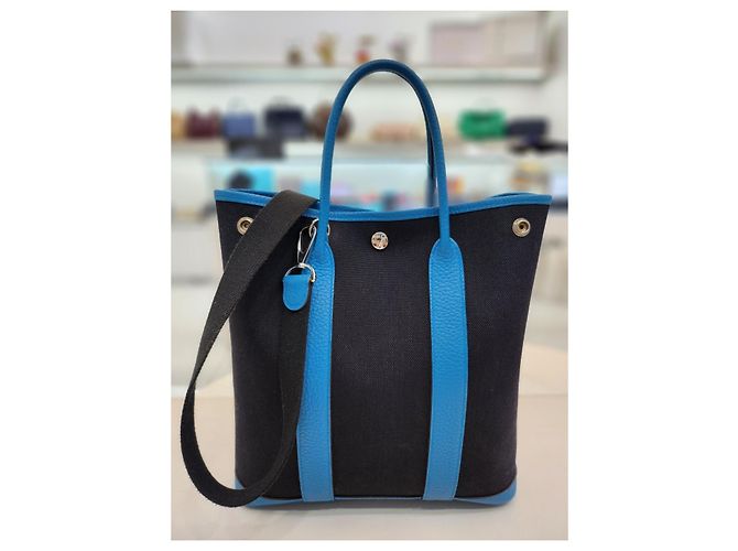 Garden Hermès Bolsa de ombro em lona com estampa de jardim Azul - vista 8