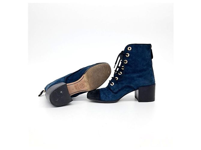 Botines de ante Chanel Azul - vista 4