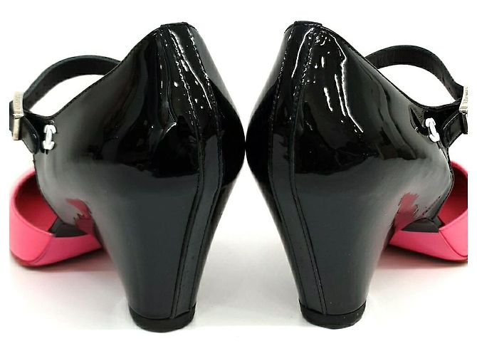 Scarpe in vernice bicolore Chanel Nero - vista 3