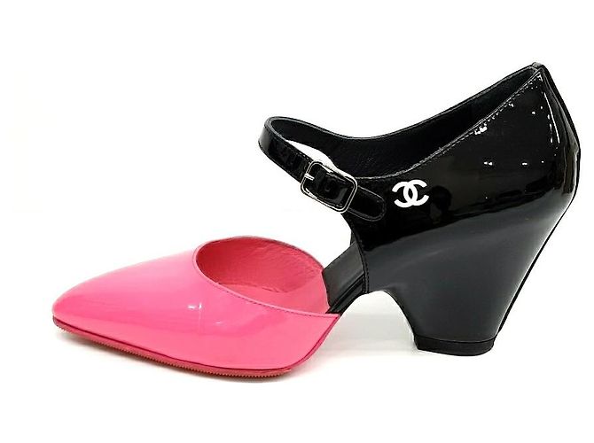 Scarpe in vernice bicolore Chanel Nero - vista 6