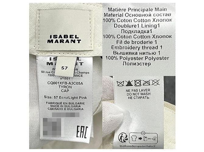 Isabel Marant Tyrony Logo Baseball Cap Ecru Pink (ECLP) Weiß - Ansicht 8
