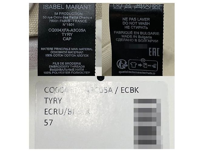 Visor Cap Logo TYRY Ecru Schwarz von Isabel Marant Étoile Weiß - Ansicht 8