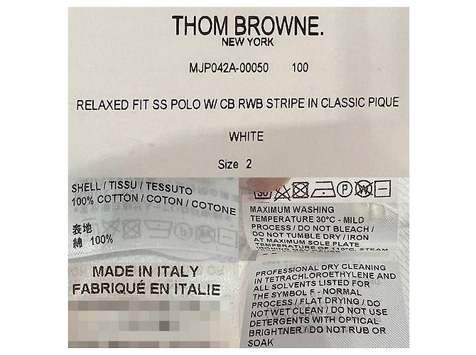 Thom Browne Polo de algodón piqué con tres rayas, corte relajado, parte trasera central - vista 9