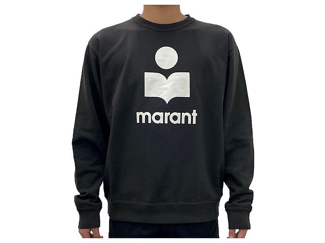 Isabel Marant MIKOY Samt-Logo-Sweatshirt Verblasst Schwarz Ecru FKEC Weiß - Ansicht 11