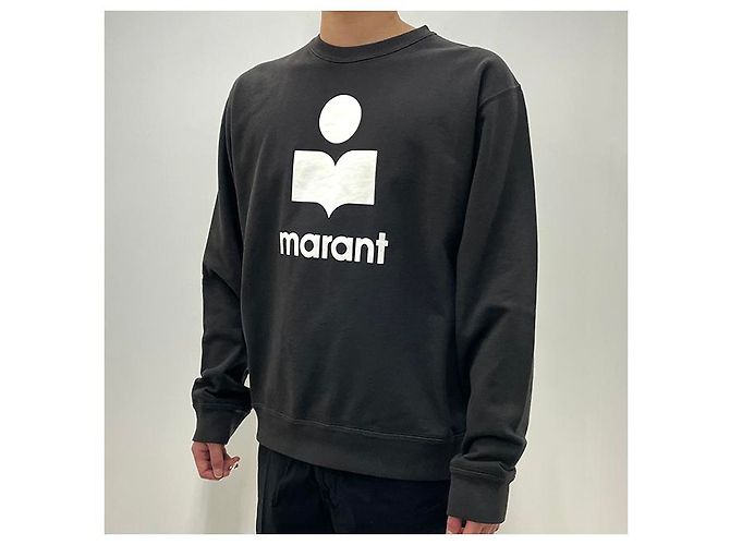 Isabel Marant MIKOY Samt-Logo-Sweatshirt Verblasst Schwarz Ecru FKEC Weiß - Ansicht 12