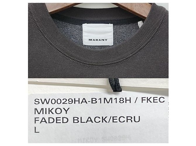 Isabel Marant MIKOY Samt-Logo-Sweatshirt Verblasst Schwarz Ecru FKEC Weiß - Ansicht 17
