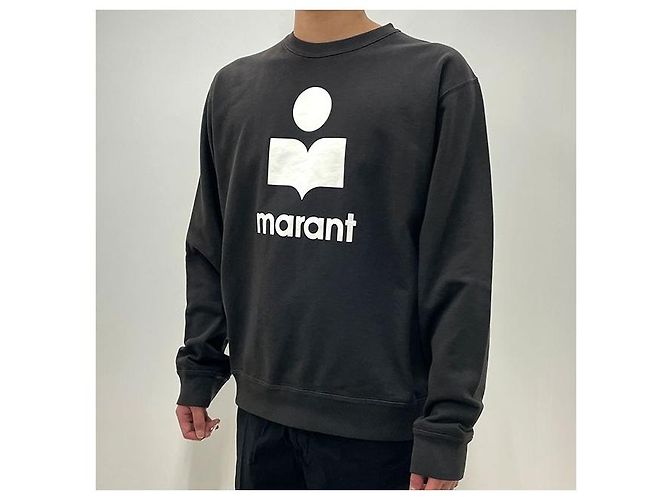 Isabel Marant MIKOY Samt-Logo-Sweatshirt Verblasst Schwarz Ecru FKEC Weiß - Ansicht 2