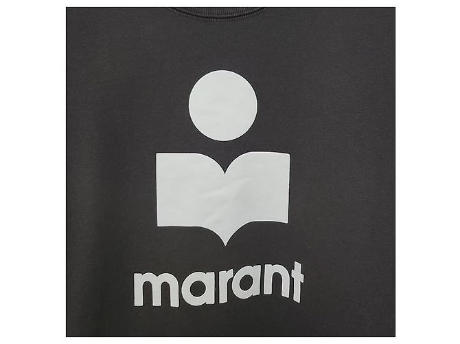 Isabel Marant MIKOY Samt-Logo-Sweatshirt Verblasst Schwarz Ecru FKEC Weiß - Ansicht 5