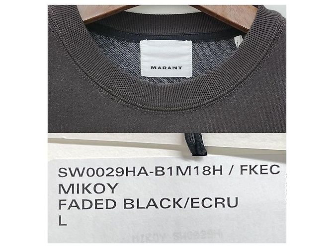 Isabel Marant MIKOY Samt-Logo-Sweatshirt Verblasst Schwarz Ecru FKEC Weiß - Ansicht 7