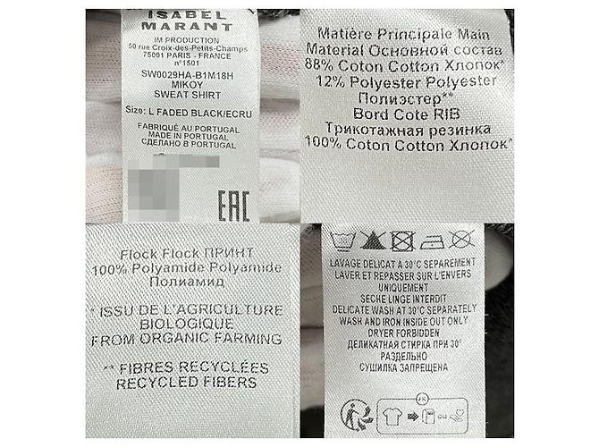 Isabel Marant MIKOY Samt-Logo-Sweatshirt Verblasst Schwarz Ecru FKEC Weiß - Ansicht 8