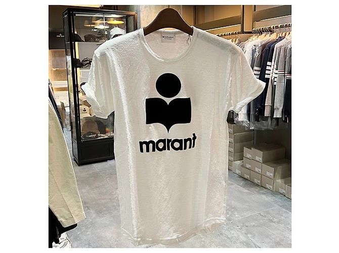 Isabel Marant T-shirt bianca con logo nero Etolie KOLDI in lino Bianco - vista 2